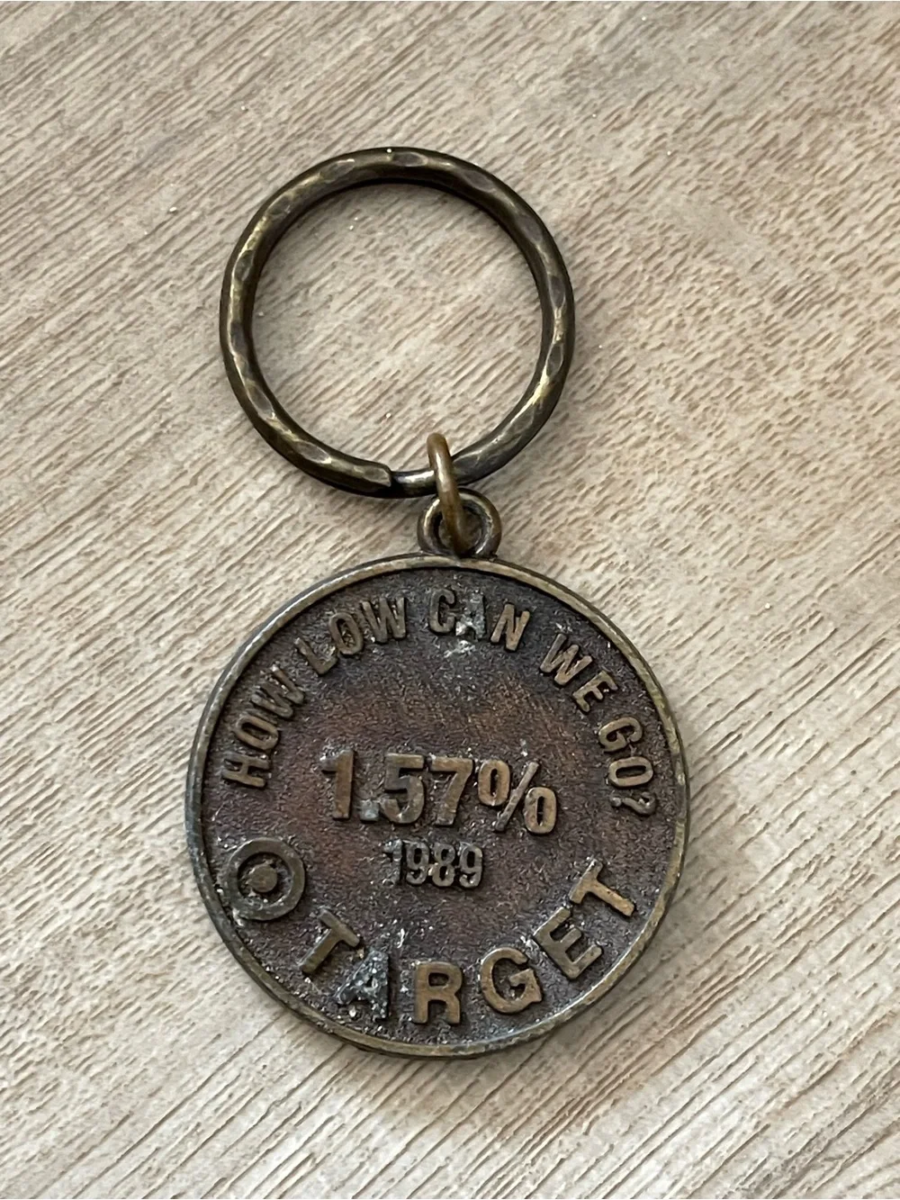 Vintage Target Ghostbusters Round Keychain Red & Brass Tone